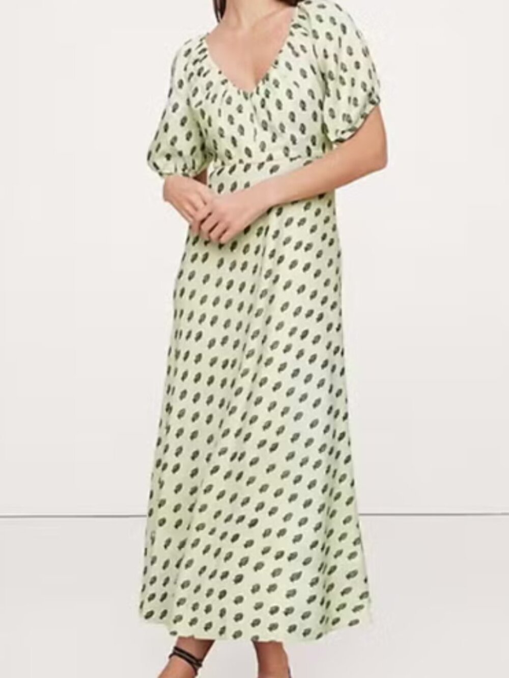 Banana Republic Ruched Long Midi Dress in Viscose-Linen NWT, Size 8